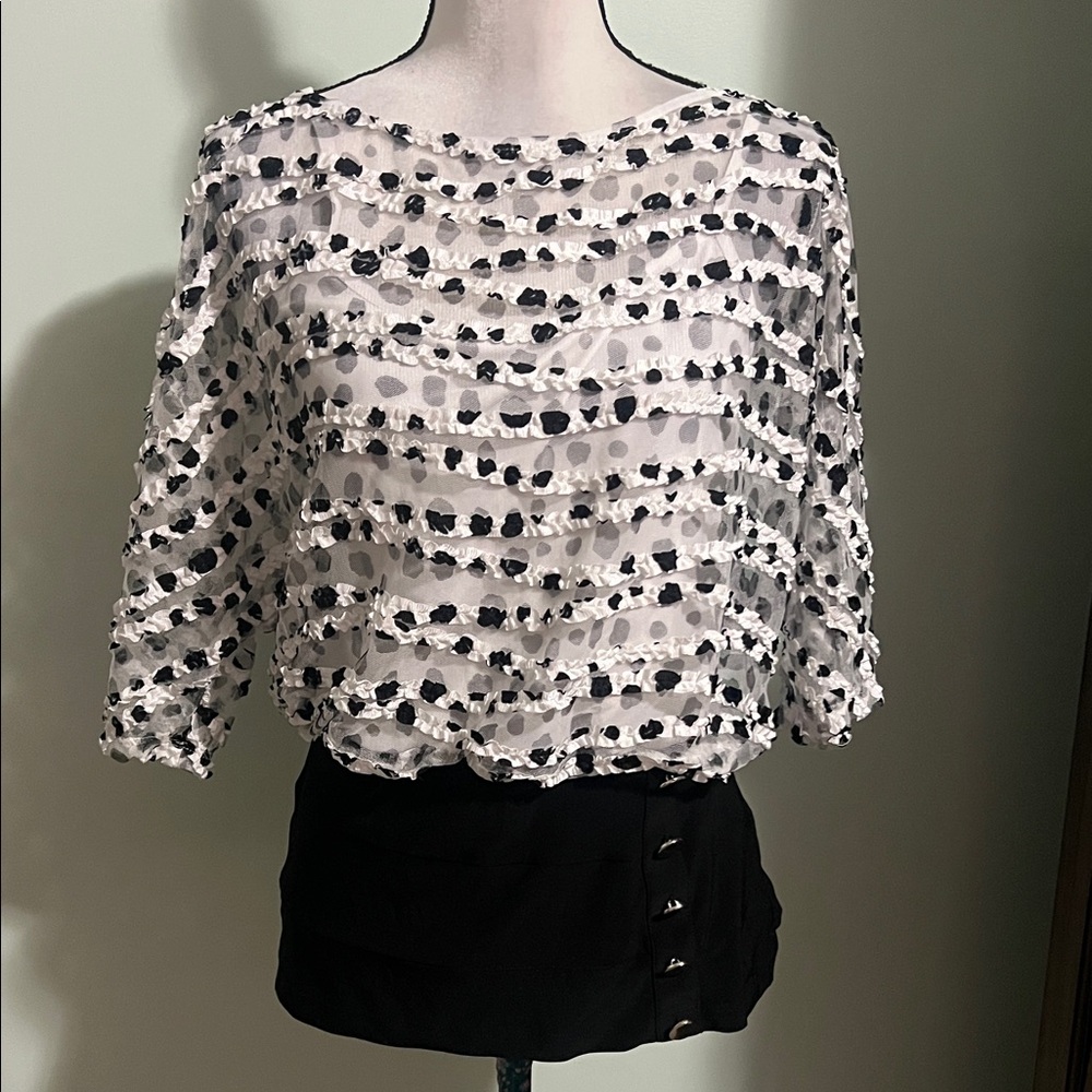 Elegant Black and White Women's Top Size 10